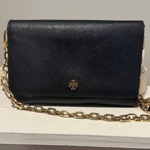 Tory Burch Black Crossbody Bag with Gold Chain